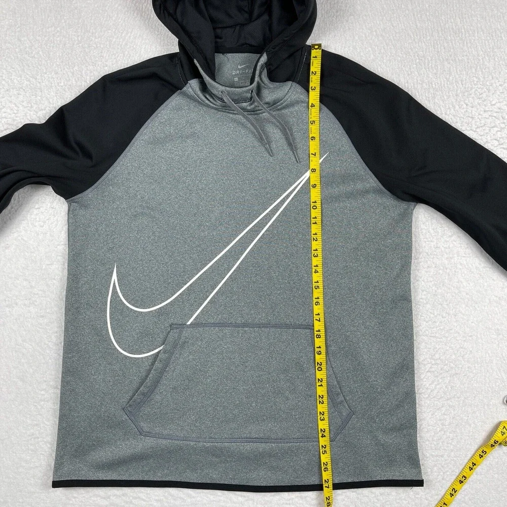 Nike Sweatshirt Womens Large Gray Black Dri Fit Pullover Training Hoodie Casual‎